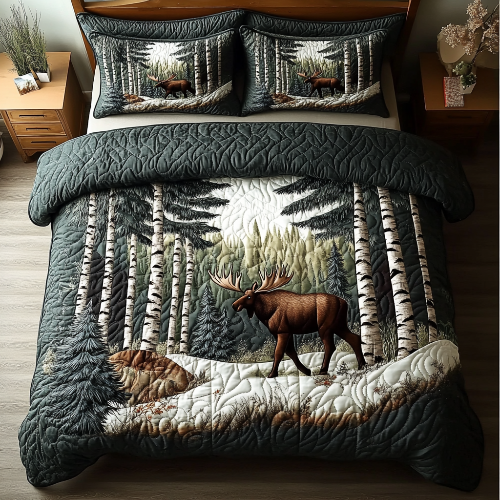 Moose Tracks Quilted Bedding Set Duvet Cover Bed Sheet Set Christmas Gifts For Your Girlfriend Moose Tracks Quilted Bedding Set Duvet Cover Bed Sheet Set Christmas Gifts For Your Girlfriend