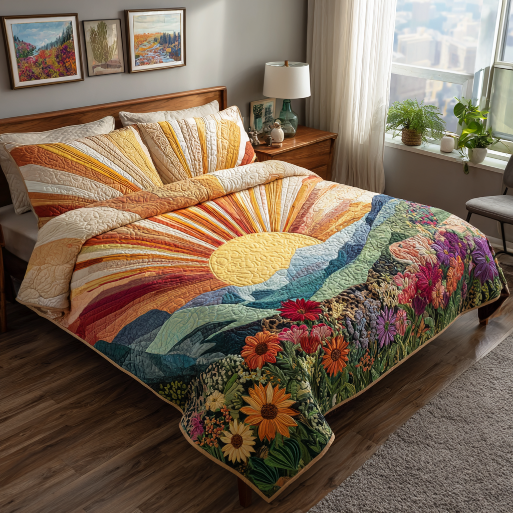 Morning Bloom Quilted Bedding Set Duvet Cover Merch Sunflower Items For Gifts Morning Bloom Quilted Bedding Set Duvet Cover Merch Sunflower Items For Gifts