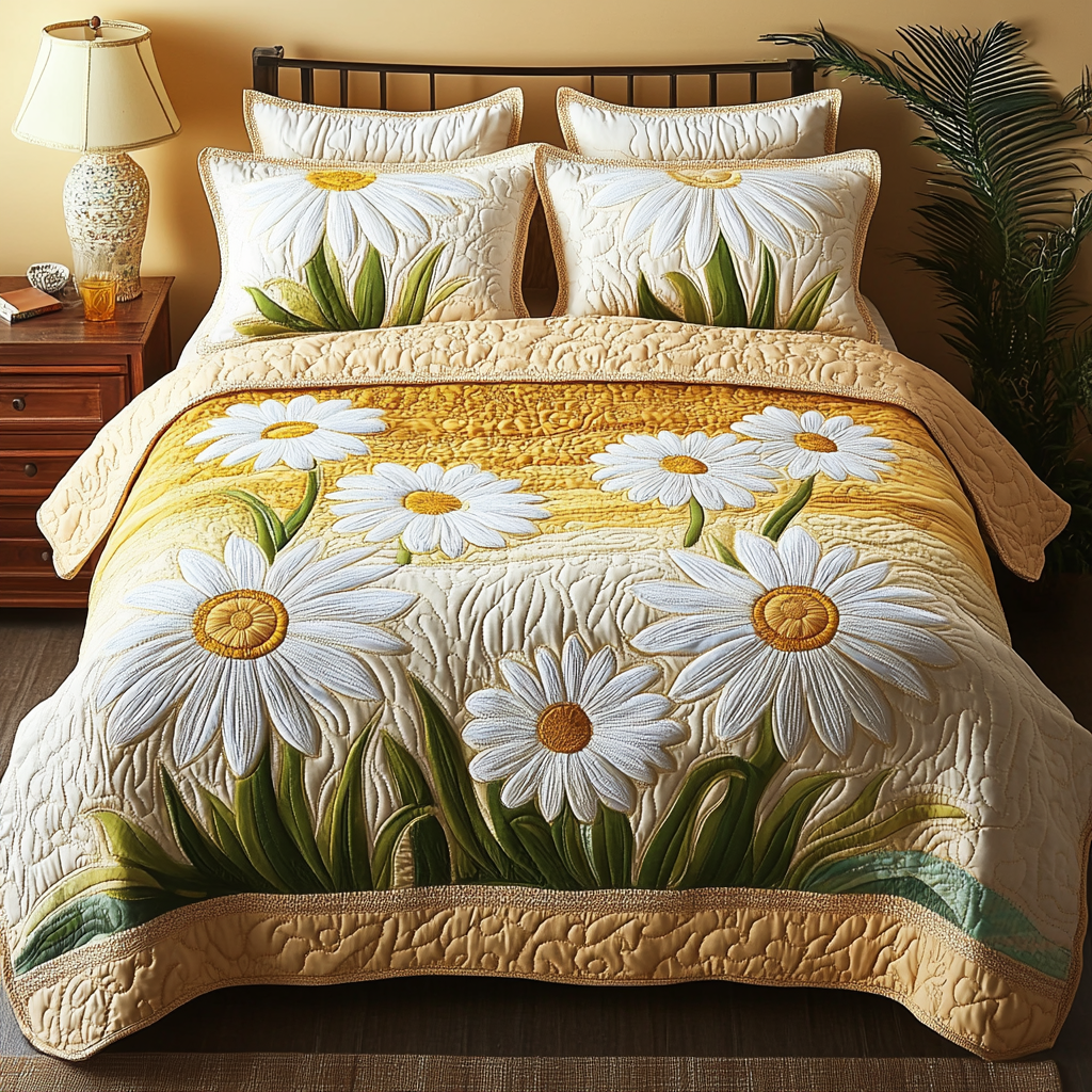 Morning Meadow Quilted Bedding Set Duvet Cover Bed Sheet Set Daisy Gifts For Mom Morning Meadow Quilted Bedding Set Duvet Cover Bed Sheet Set Daisy Gifts For Mom