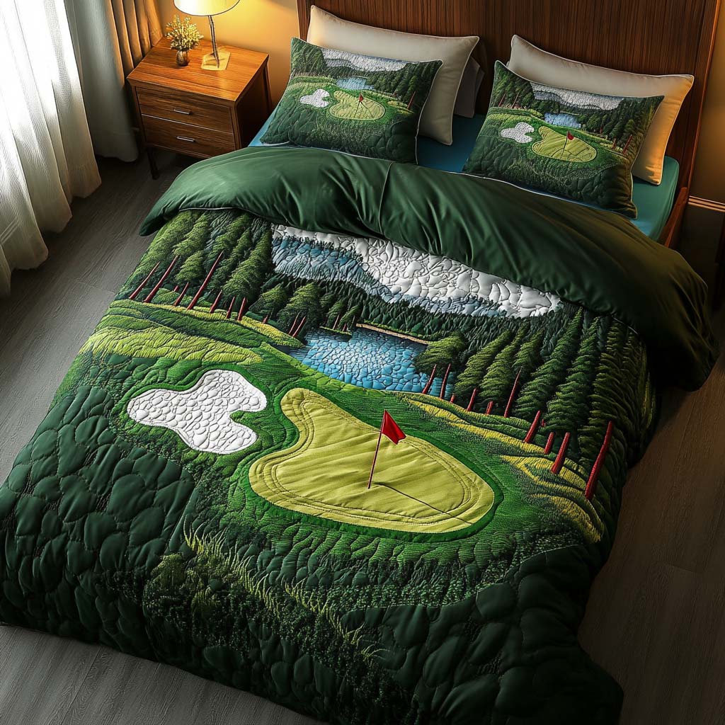 Morning Mist Golf Course Quilted Bedding Set Duvet Cover Merch Great Golf Gifts For Men Morning Mist Golf Course Quilted Bedding Set Duvet Cover Merch Great Golf Gifts For Men