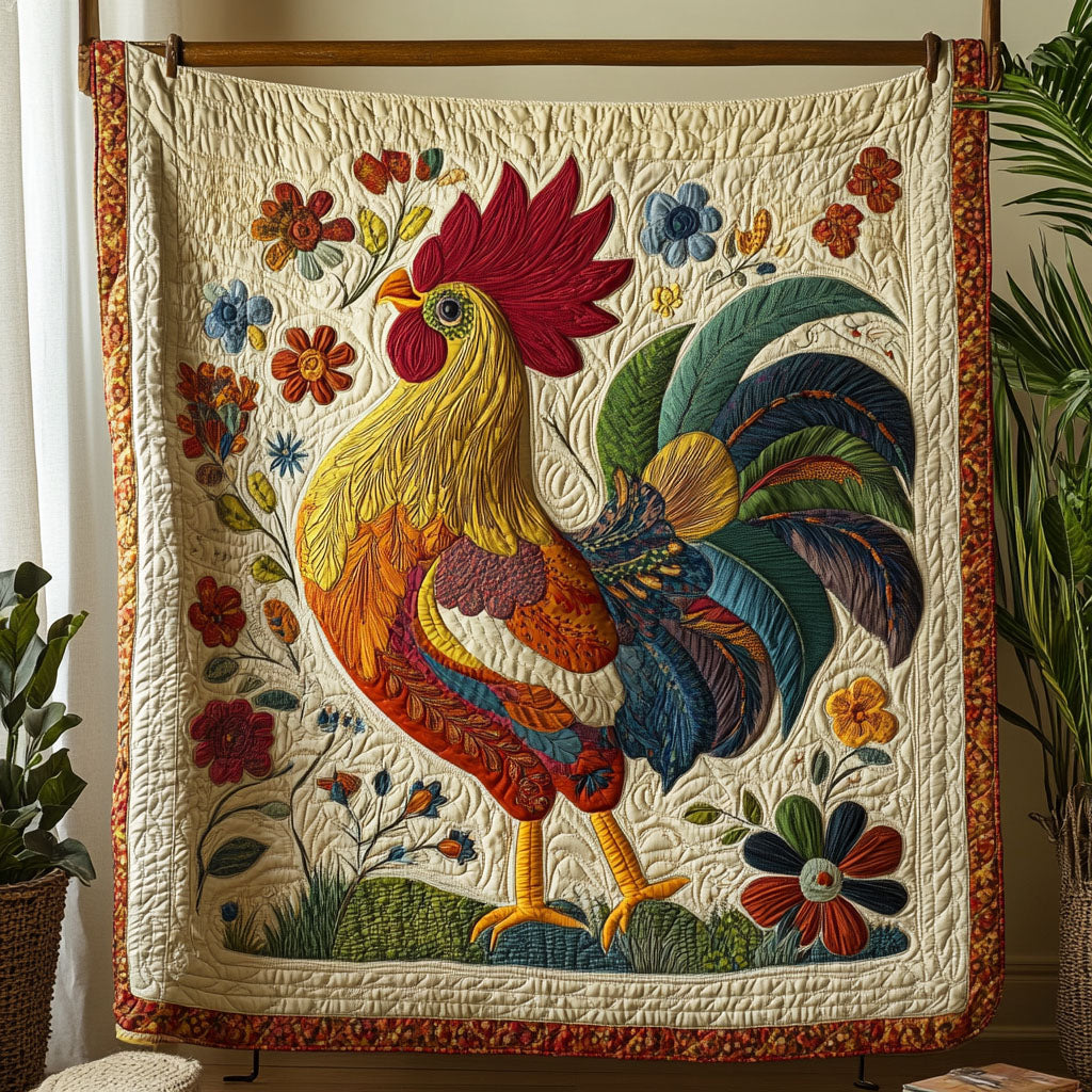 Morning Rooster Quilted Blanket Cute Colorful Blanket Unique Gifts For Chicken Lovers Morning Rooster Quilted Blanket Cute Colorful Blanket Unique Gifts For Chicken Lovers