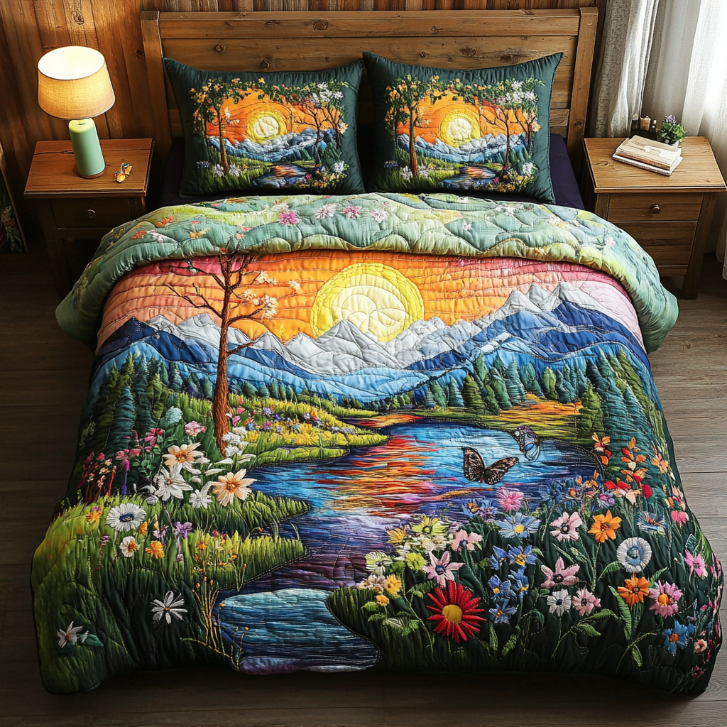 Moss Meadow Quilted Bedding Set Duvet Cover Bed Sheet Set Xmas Gifts For Wife Moss Meadow Quilted Bedding Set Duvet Cover Bed Sheet Set Xmas Gifts For Wife