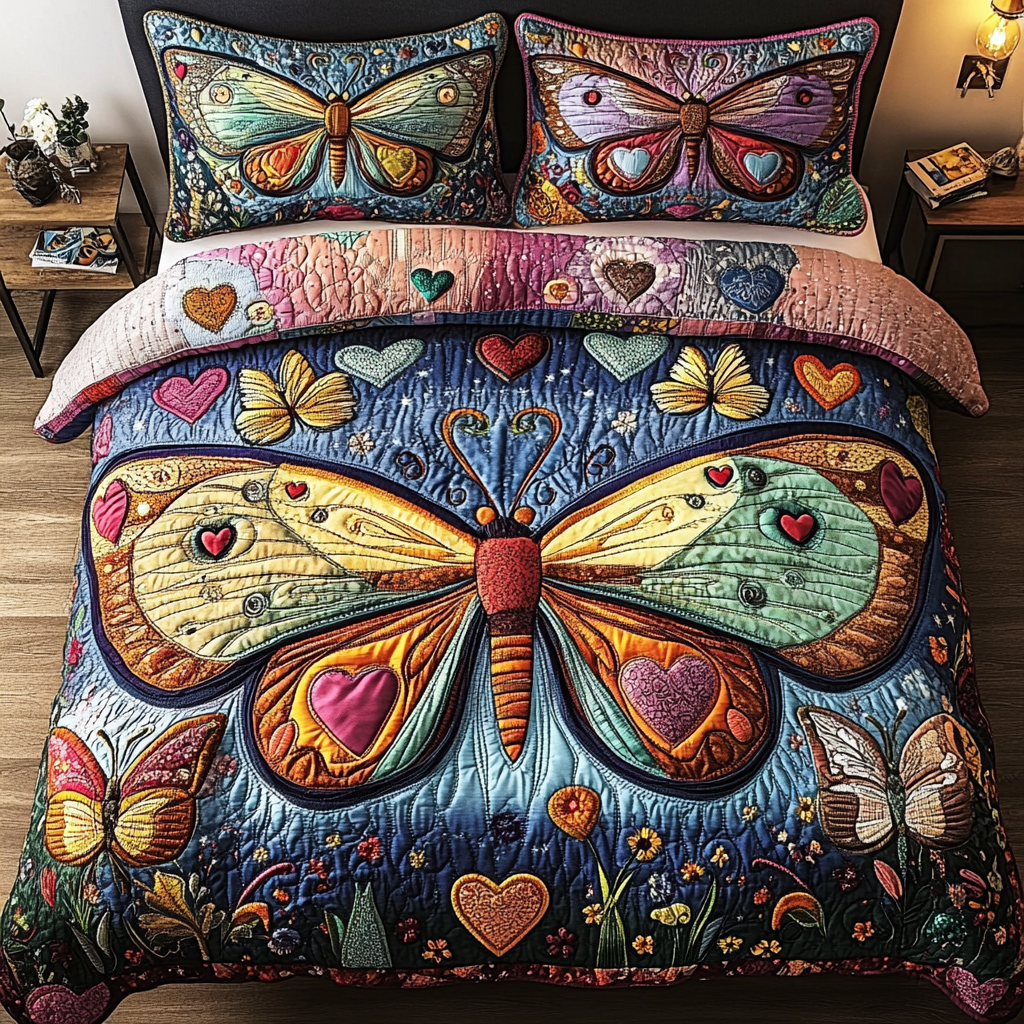 Moth Magic Quilted Bedding Set Duvet Cover Bedspreads Novelty Butterfly Presents Moth Magic Quilted Bedding Set Duvet Cover Bedspreads Novelty Butterfly Presents