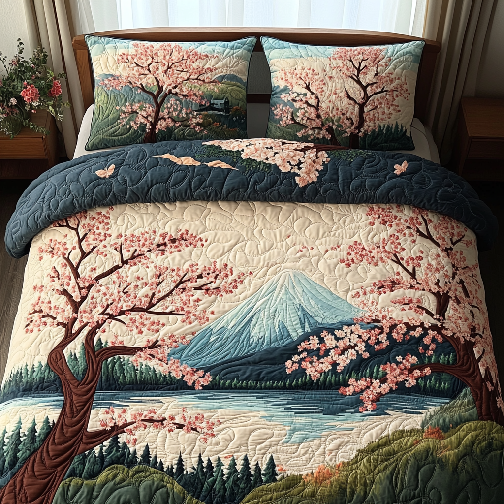 Mount Fuji Bloom Quilted Bedding Set Duvet Cover Bed Sheet Set Daughter To Mum Gifts Mount Fuji Bloom Quilted Bedding Set Duvet Cover Bed Sheet Set Daughter To Mum Gifts