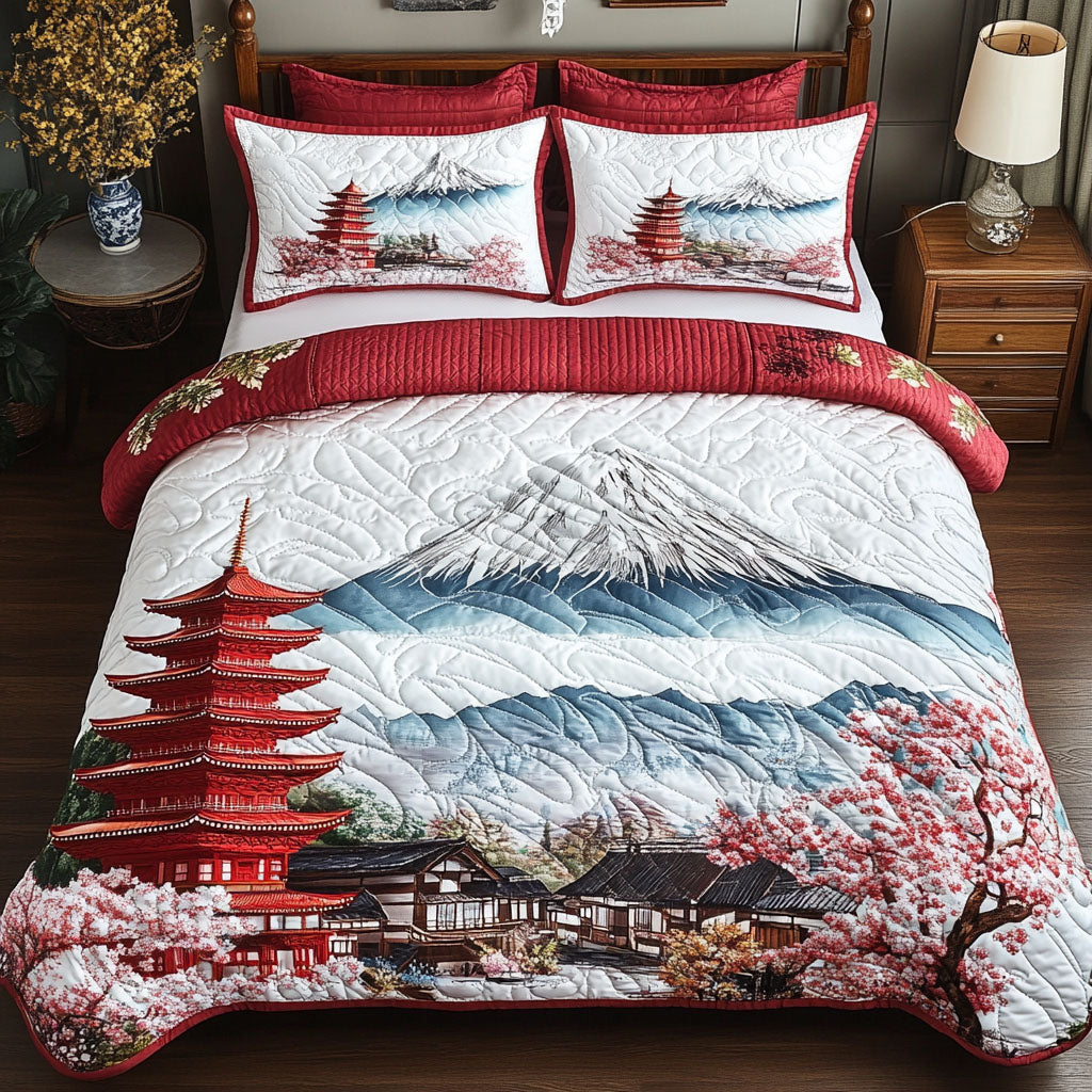 Mount Fuji Majesty Quilted Bedding Set Duvet Cover Bed Sheet Set Fuji Mountain Japanese Gifts Mount Fuji Majesty Quilted Bedding Set Duvet Cover Bed Sheet Set Fuji Mountain Japanese Gifts