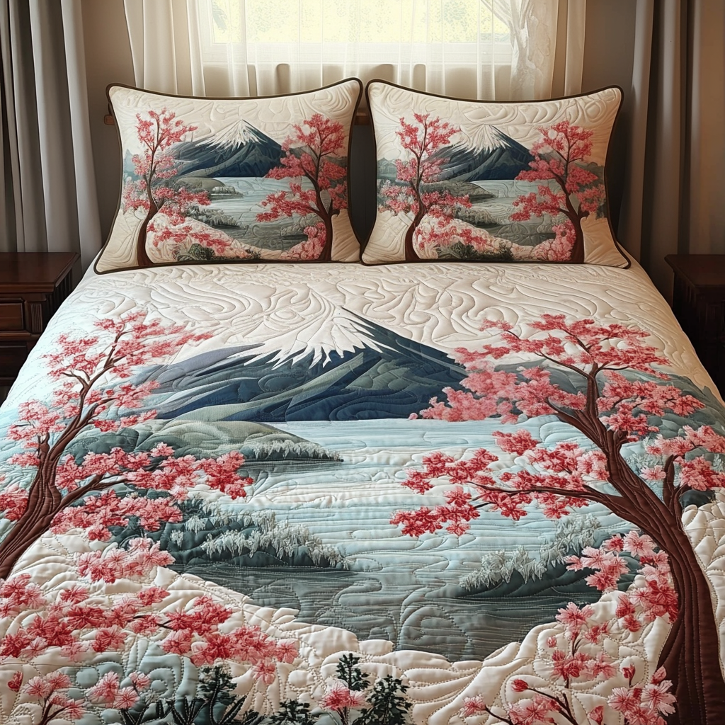 Mount Fuji Miracle Quilted Bedding Set Duvet Cover Bed Sheet Set Mum And Daughter Gifts