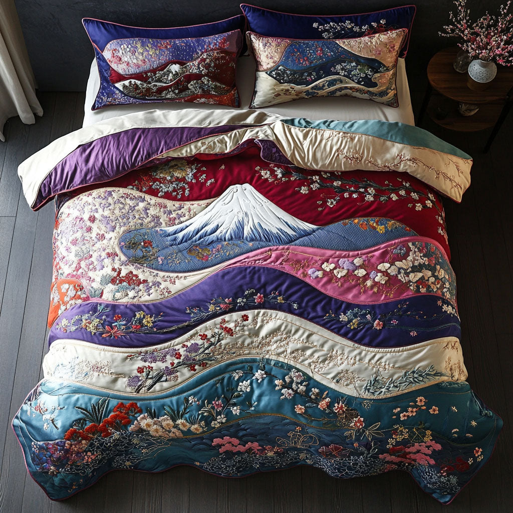Mount Fuji Reflections Quilted Bedding Set Duvet Cover Bed Sheet Set Fuji Mountain Japanese Gifts Mount Fuji Reflections Quilted Bedding Set Duvet Cover Bed Sheet Set Fuji Mountain Japanese Gifts