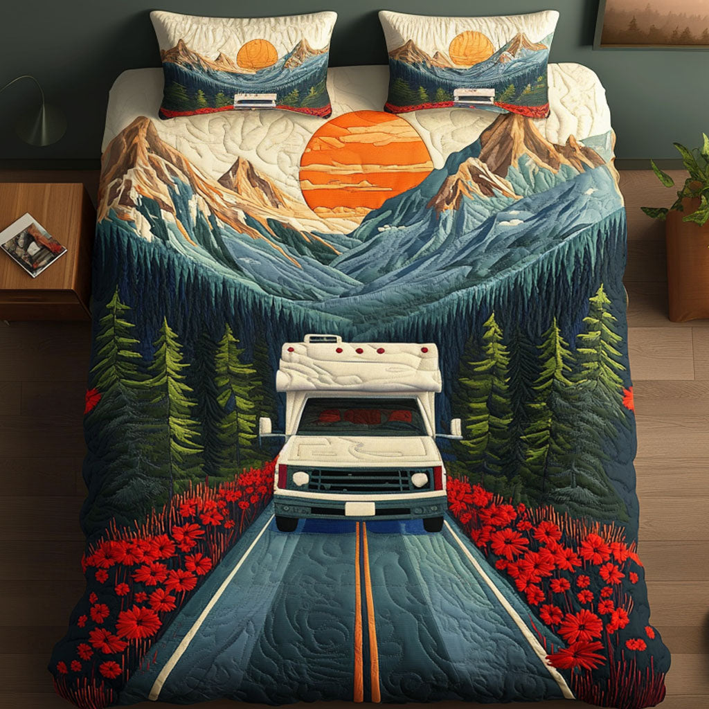 Mountain Adventure Quilted Bedding Set Duvet Cover Bedspread Camping Gifts For Boyfriend Mountain Adventure Quilted Bedding Set Duvet Cover Bedspread Camping Gifts For Boyfriend