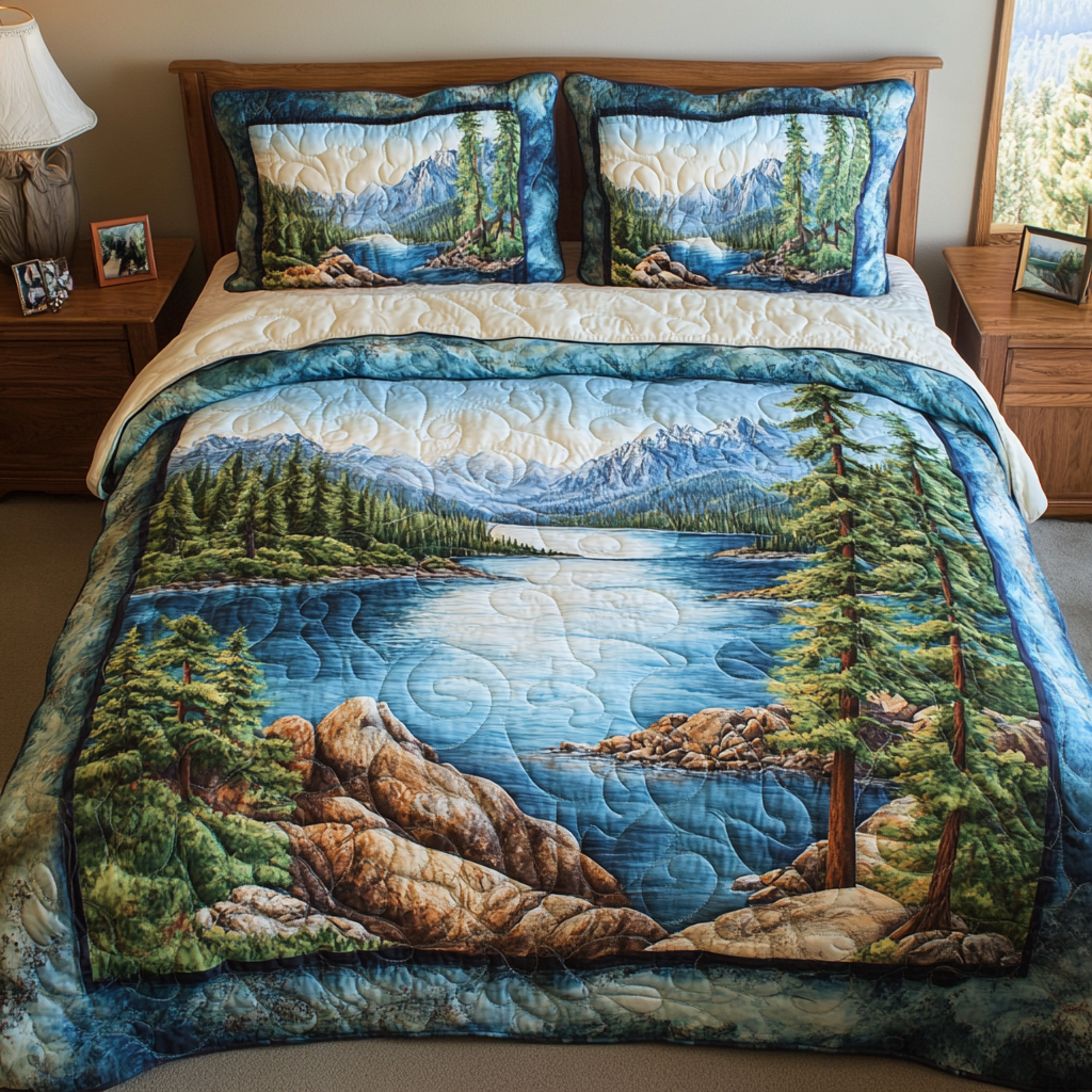 Mountain Escape Quilted Bedding Set Duvet Cover Bedspread Great Presents For Grandma