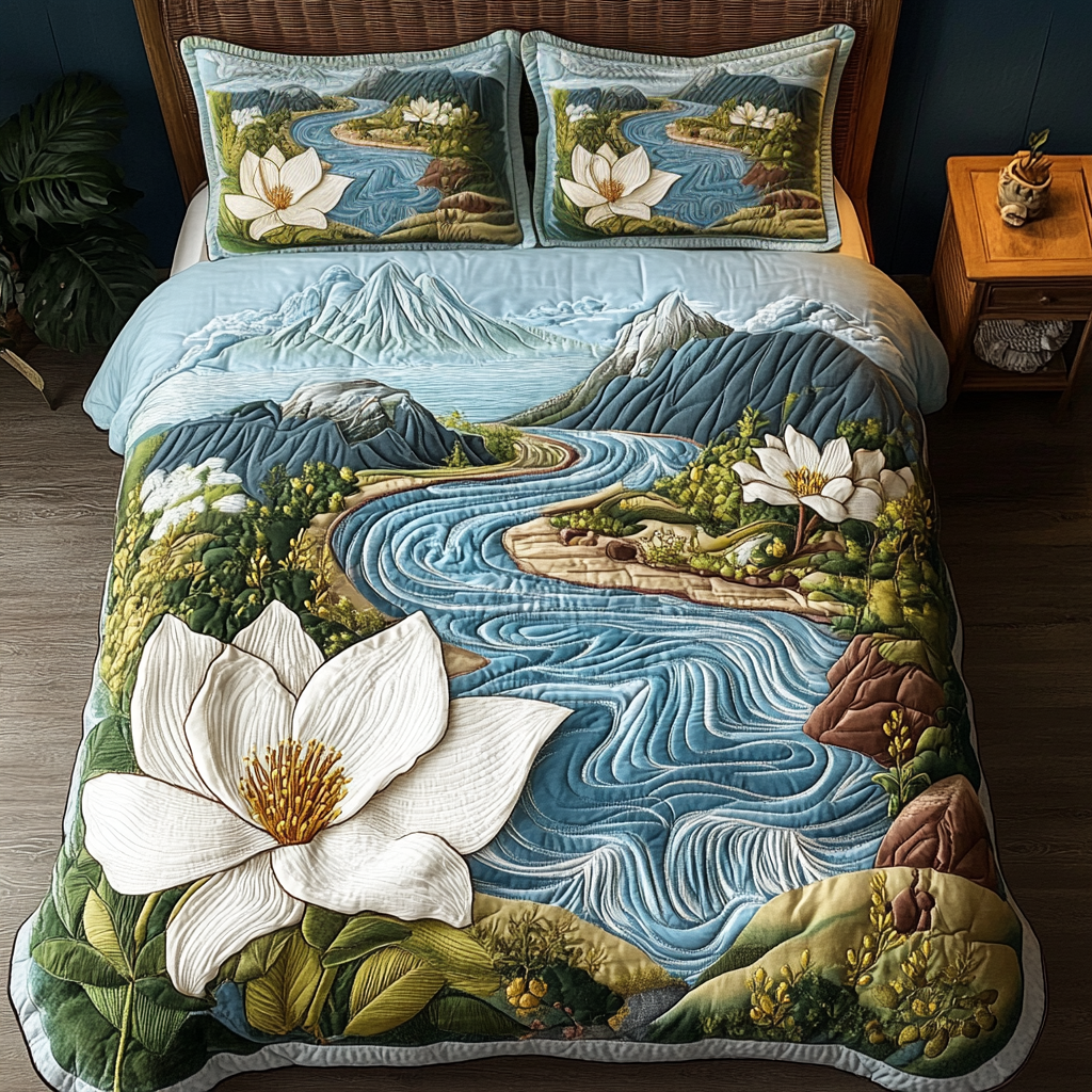 Mountain Floral Quilted Bedding Set Duvet Cover Bedspread Christmas Flower Gifts Mountain Floral Quilted Bedding Set Duvet Cover Bedspread Christmas Flower Gifts