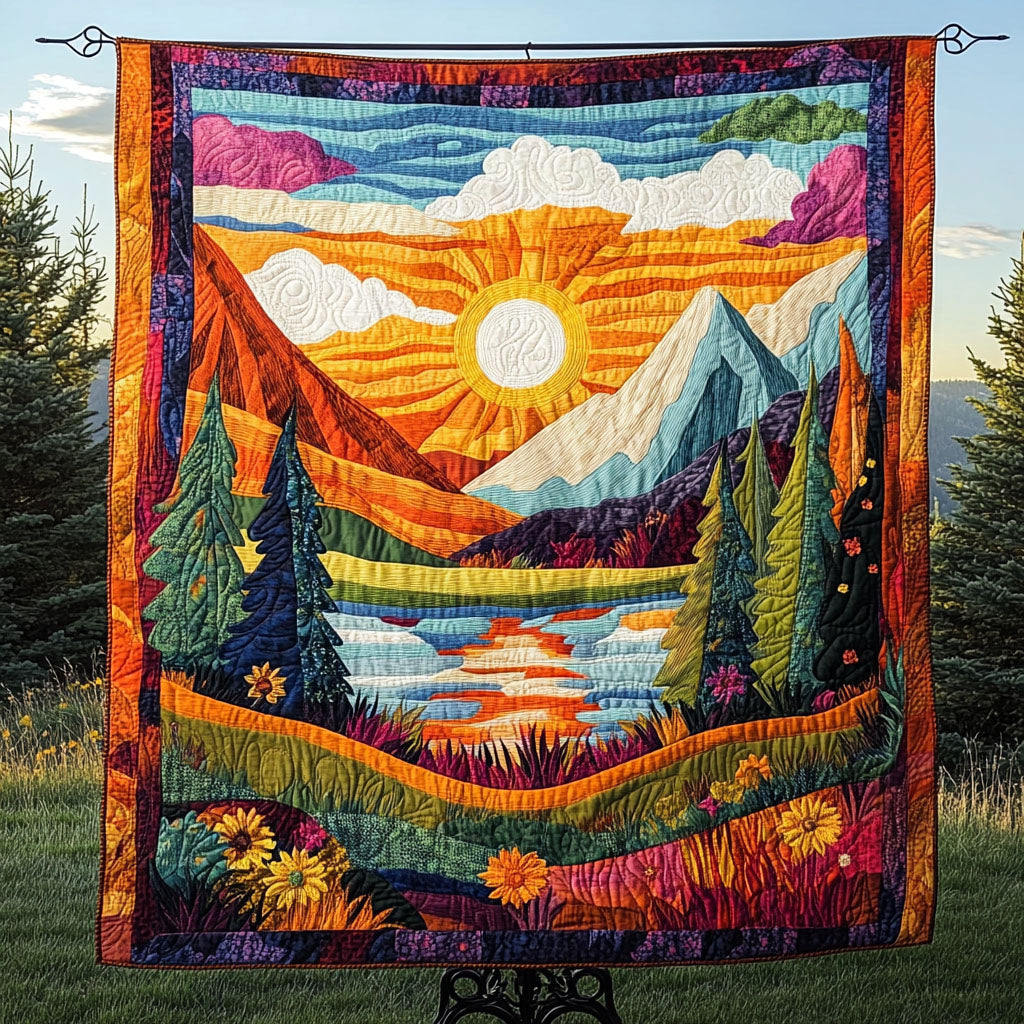 Mountain Glow Quilted Blanket Cute Colorful Blanket Christmas Gifts For Mum Mountain Glow Quilted Blanket Cute Colorful Blanket Christmas Gifts For Mum