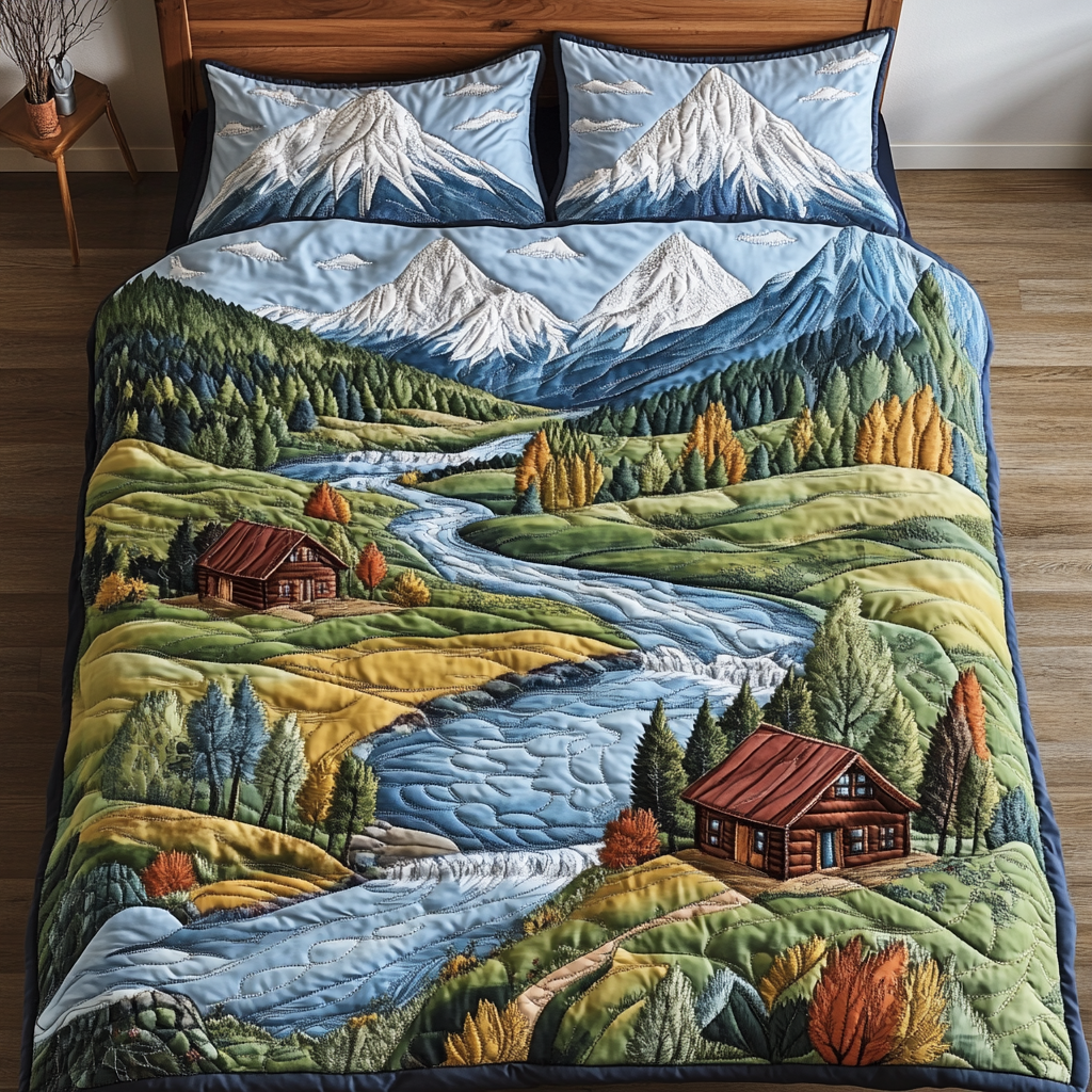 Mountain Grove Quilted Bedding Set Duvet Cover Bed Sheet Set Good Christmas Gifts For Wife