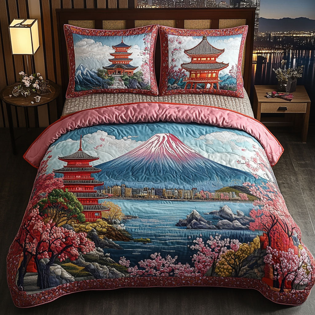 Mountain Majesty Quilted Bedding Set Duvet Cover Bed Sheet Set Fuji Mountain Japanese Gift Items Mountain Majesty Quilted Bedding Set Duvet Cover Bed Sheet Set Fuji Mountain Japanese Gift Items