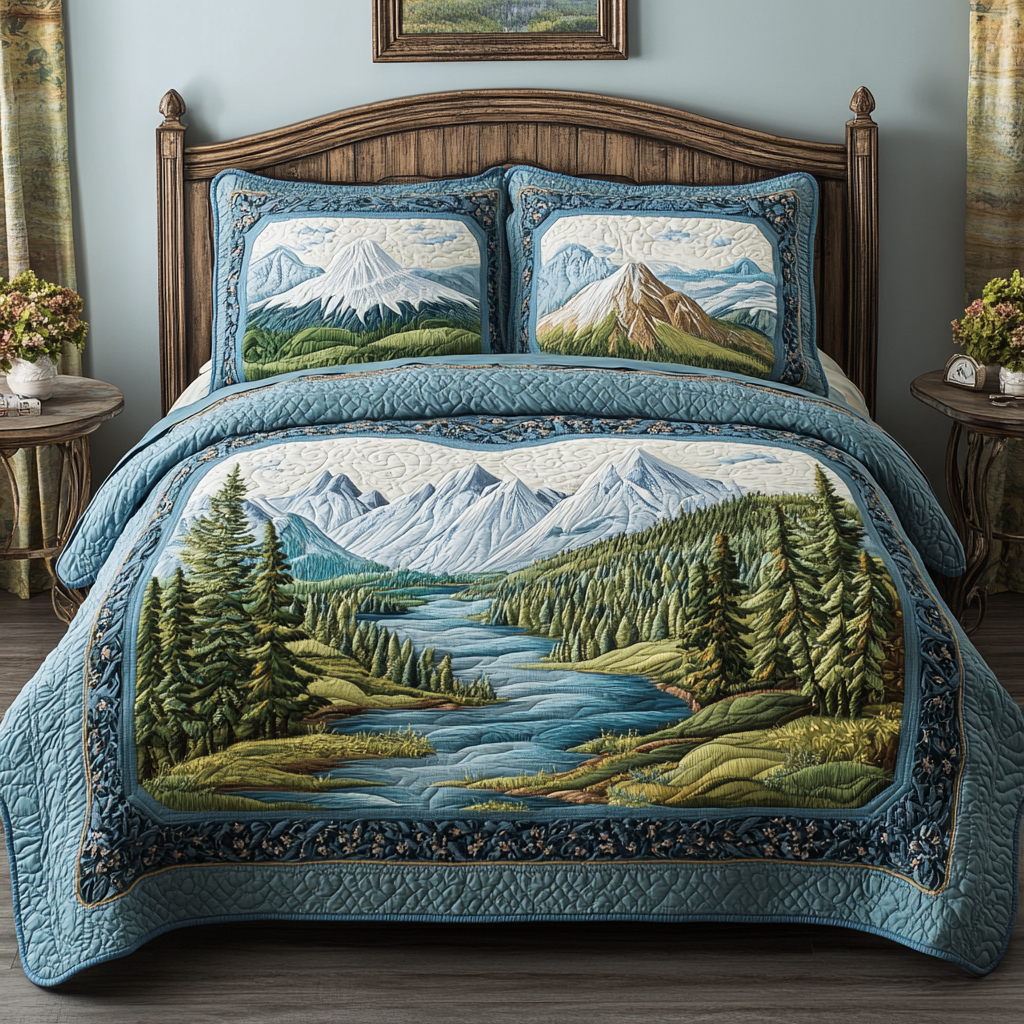 Mountain Meadow Quilted Bedding Set Duvet Cover Bed Sheet Set Forest Gift Shop