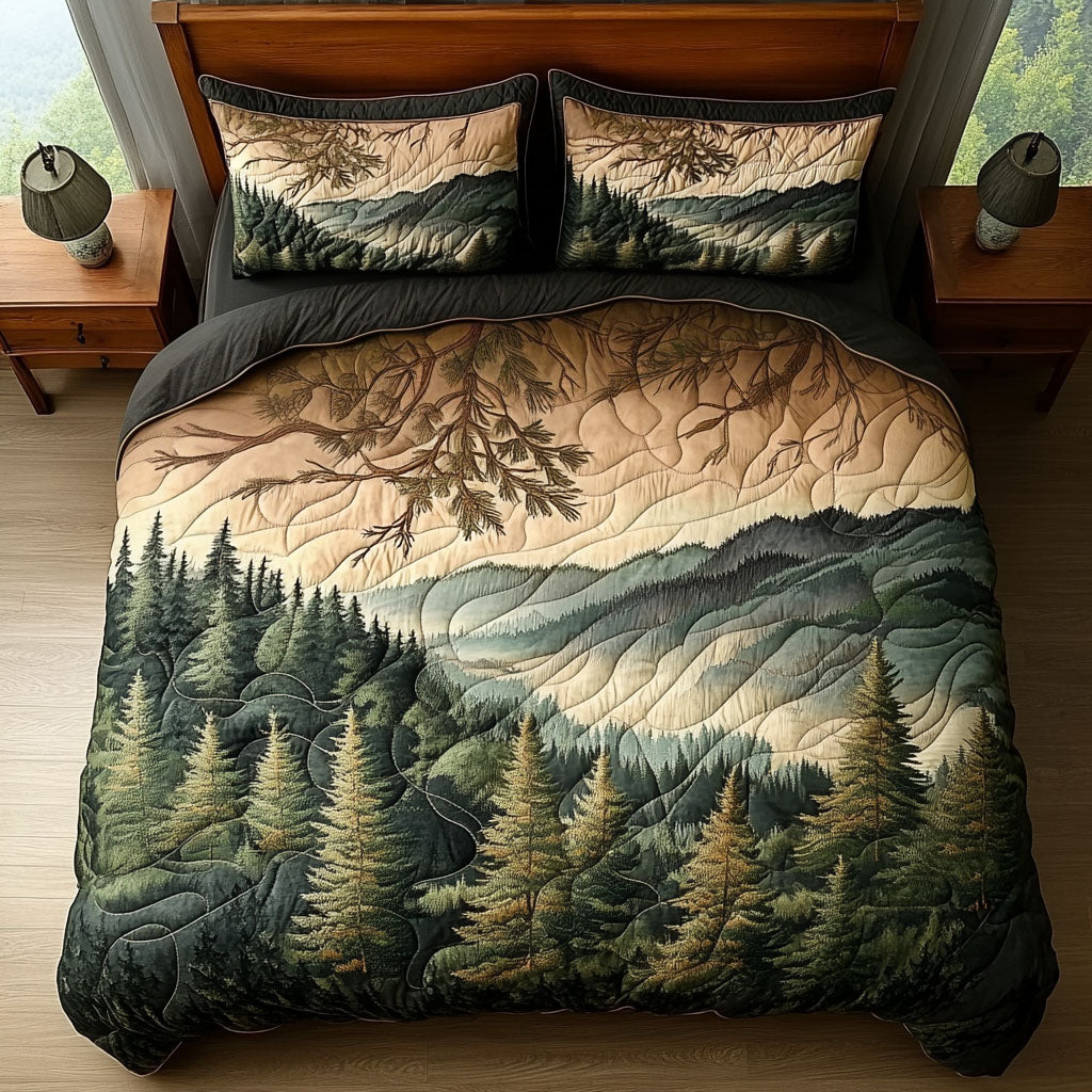 Mountain Mist Quilted Bedding Set Duvet Cover Bed Sheet Set Christmas Presents For Wife Mountain Mist Quilted Bedding Set Duvet Cover Bed Sheet Set Christmas Presents For Wife