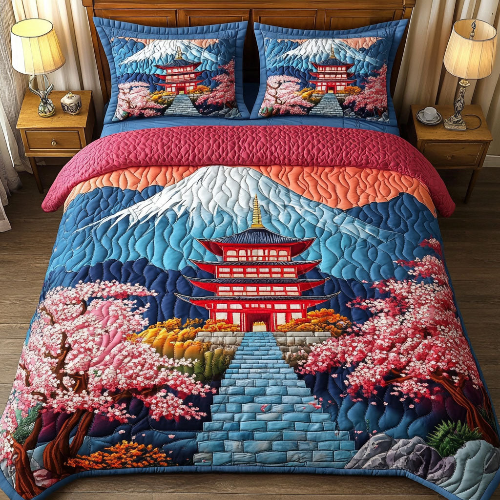 Mountain View Quilted Bedding Set Duvet Cover Bed Sheet Set Fuji Mountain Japanese Gifts Mountain View Quilted Bedding Set Duvet Cover Bed Sheet Set Fuji Mountain Japanese Gifts