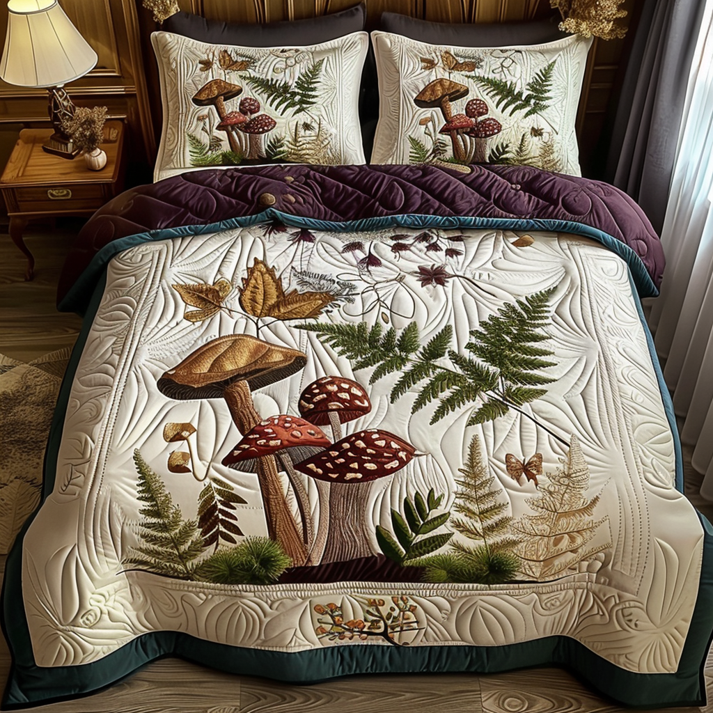 Mushroom and Foliage Quilted Bedding Set Duvet Cover Bedspreads Christmas Gifts For Family And Friends Mushroom and Foliage Quilted Bedding Set Duvet Cover Bedspreads Christmas Gifts For Family And Friends