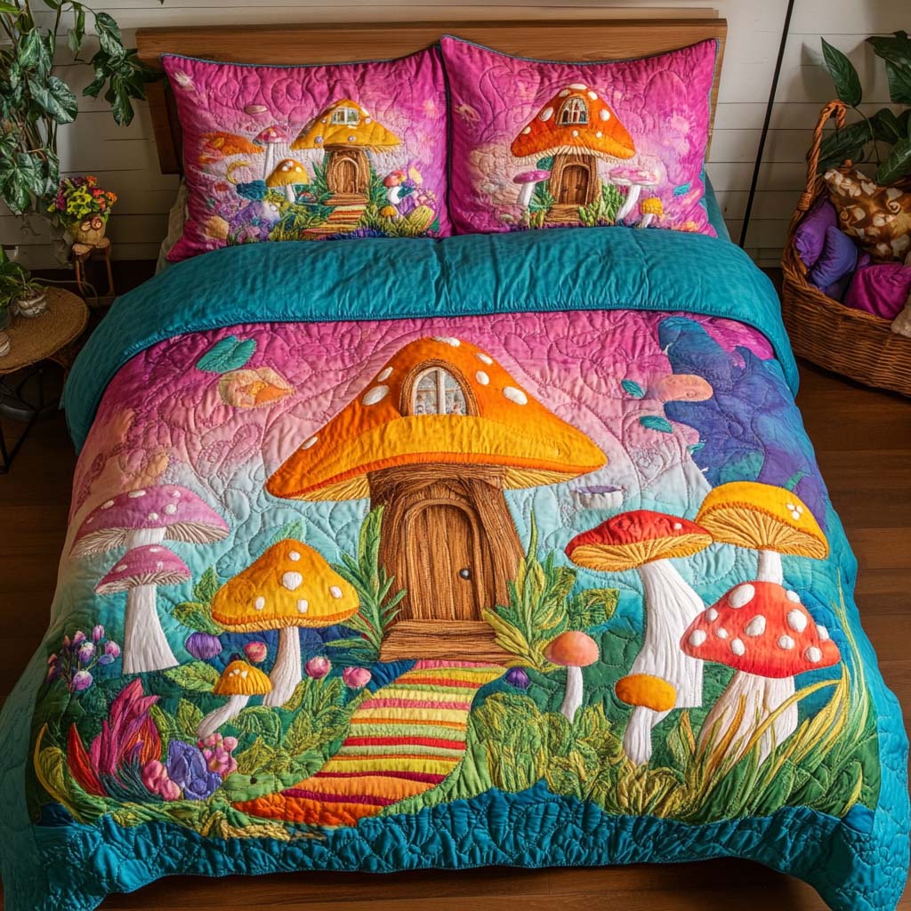 Mushroom Dreams Quilted Bedding Set Duvet Cover Bed Sheet Set Unique Mushroom Gifts Mushroom Dreams Quilted Bedding Set Duvet Cover Bed Sheet Set Unique Mushroom Gifts