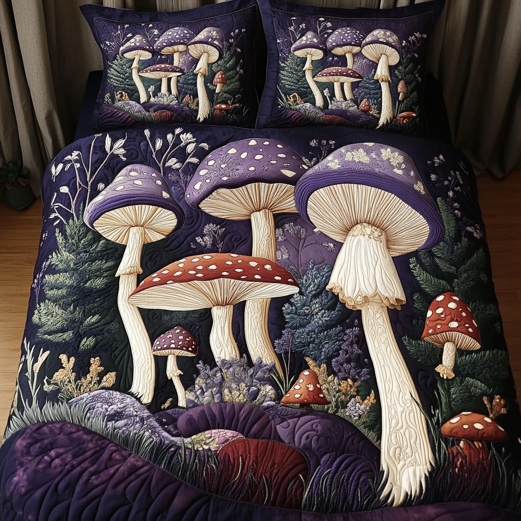 Mushroom Meadow Quilted Bedding Set Duvet Cover Bedspreads Ideas For Mother In Law Christmas