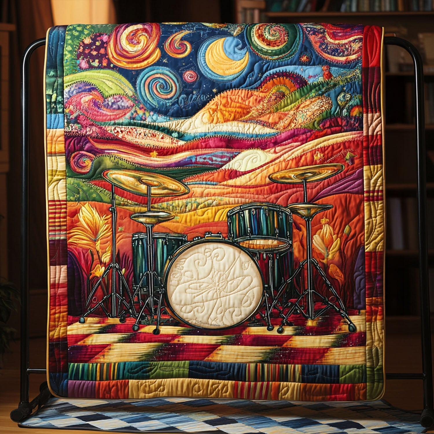 Music of the Soul Quilted Blanket Cute Throw Blanket Drummer Gifts Ideas For Him