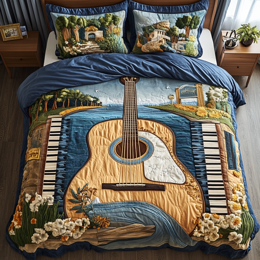 Musical Breeze Quilted Bedding Set Duvet Cover Bedspread Gifts For Teenage Guys Musical Breeze Quilted Bedding Set Duvet Cover Bedspread Gifts For Teenage Guys