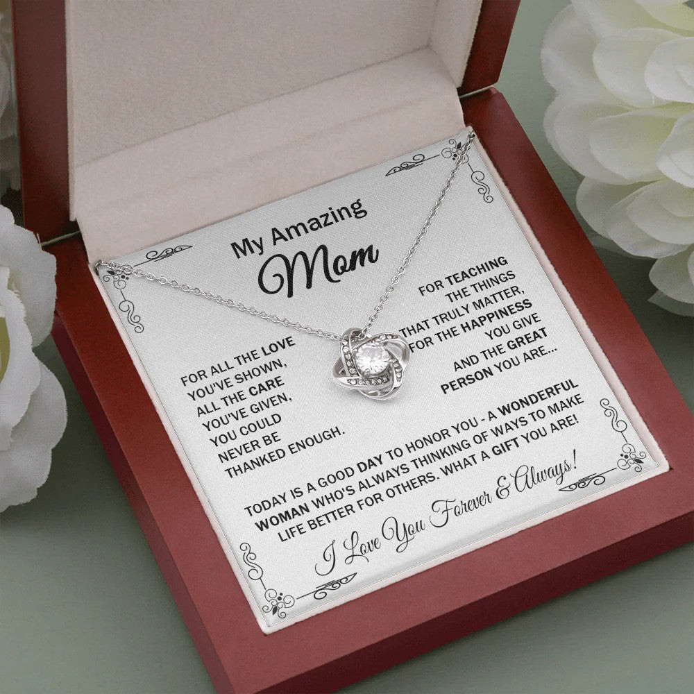 My Amazing Mom Love Knot Necklace With Message Card Necklaces For Mothers Mother's Day Gifts My Amazing Mom Love Knot Necklace With Message Card Necklaces For Mothers Mother's Day Gifts