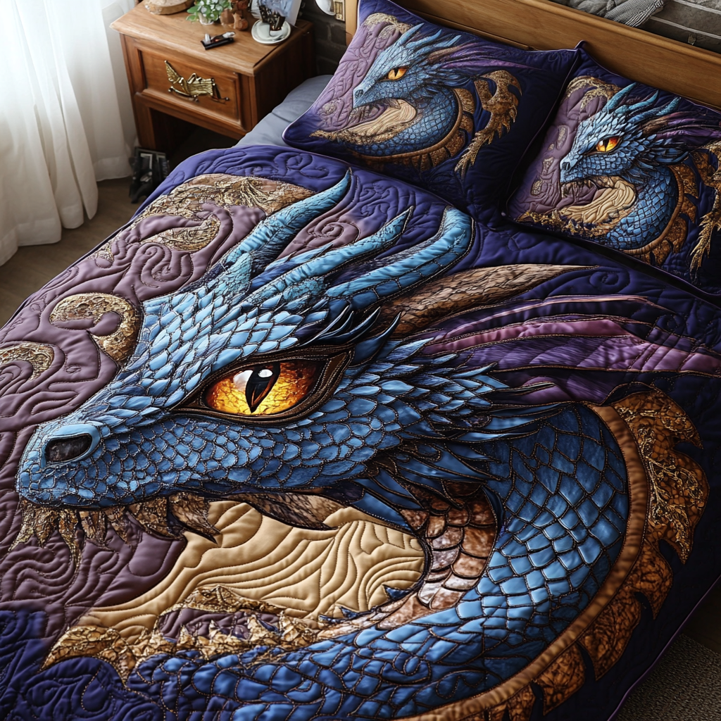 Mystic Dragon Quilted Bedding Set Duvet Cover Bed Sheet Set Dragon Gifts For Her Mystic Dragon Quilted Bedding Set Duvet Cover Bed Sheet Set Dragon Gifts For Her