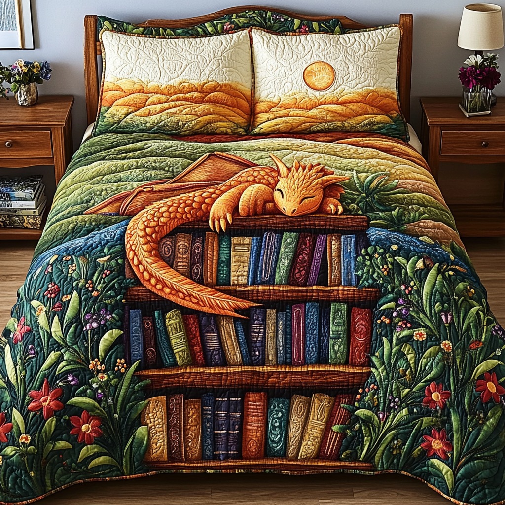 Mystic Dragon Quilted Bedding Set Duvet Cover Bed Sheet Set Dragon Themed Gift Items Mystic Dragon Quilted Bedding Set Duvet Cover Bed Sheet Set Dragon Themed Gift Items