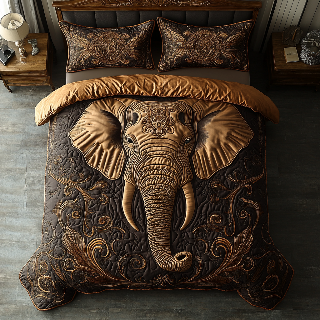 Mystic Elephant Quilted Bedding Set Duvet Cover Bedspreads Gifts For People Love Elephant