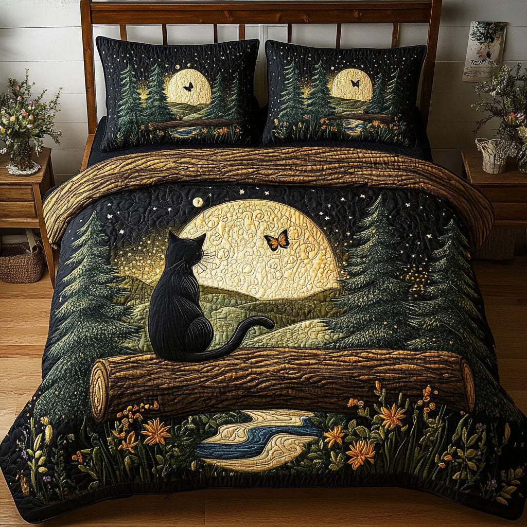 Mystic Forest Cat Quilted Bedding Set Duvet Cover Bedspreads Awesome Gifts For Cat Lovers Mystic Forest Cat Quilted Bedding Set Duvet Cover Bedspreads Awesome Gifts For Cat Lovers