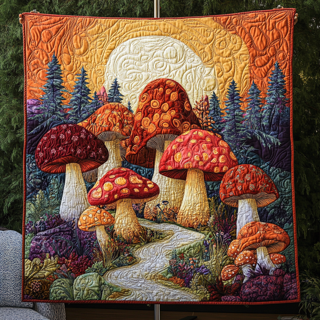 Mystic Forest Quilted Blanket Cute Colorful Blanket Gifts For Mushroom Lovers Mystic Forest Quilted Blanket Cute Colorful Blanket Gifts For Mushroom Lovers