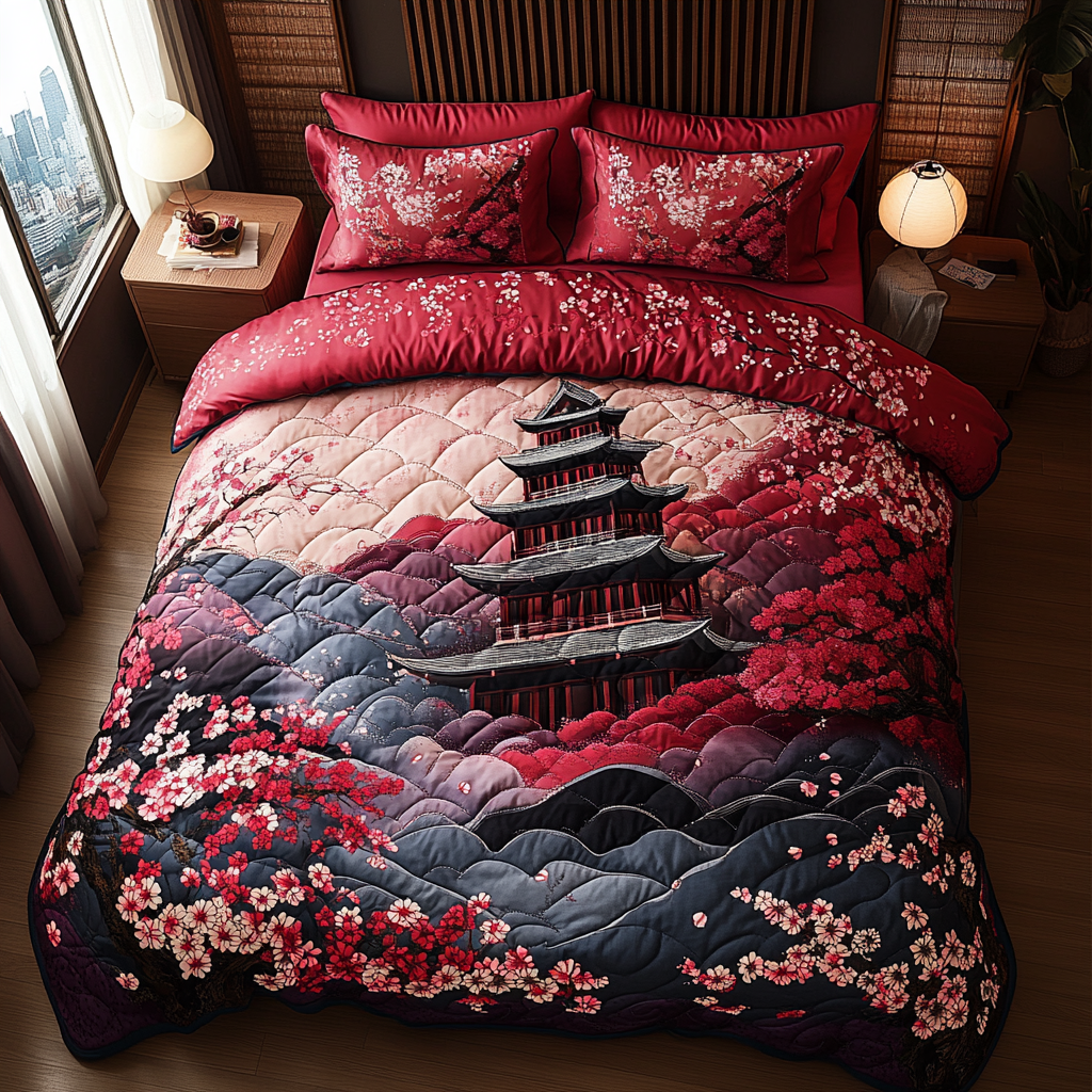 Mystic Japanese Pagoda Quilted Bedding Set Duvet Cover Bed Sheet Set Christmas Gift Ideas For Him Mystic Japanese Pagoda Quilted Bedding Set Duvet Cover Bed Sheet Set Christmas Gift Ideas For Him