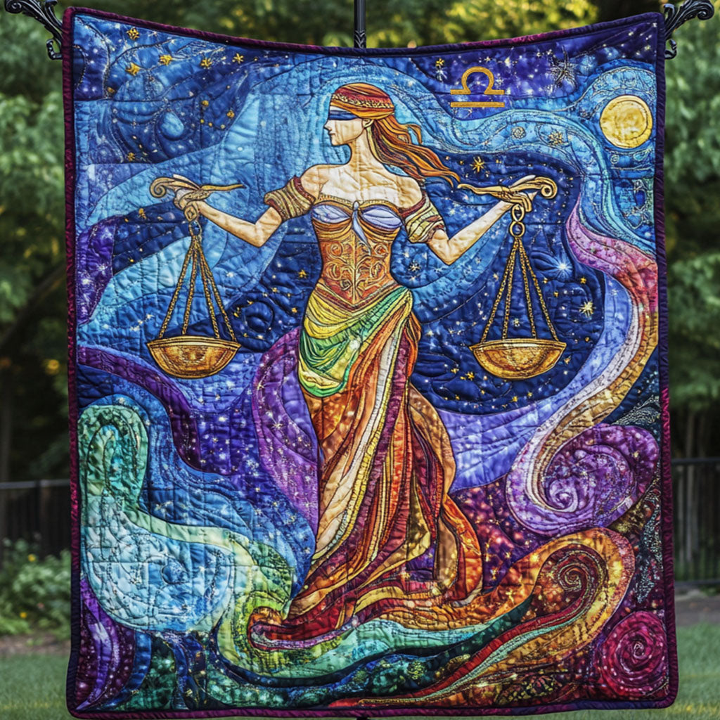 Mystic Libra Lady Quilted Blanket Cute Throw Blanket Christmas Gifts For Grandmother