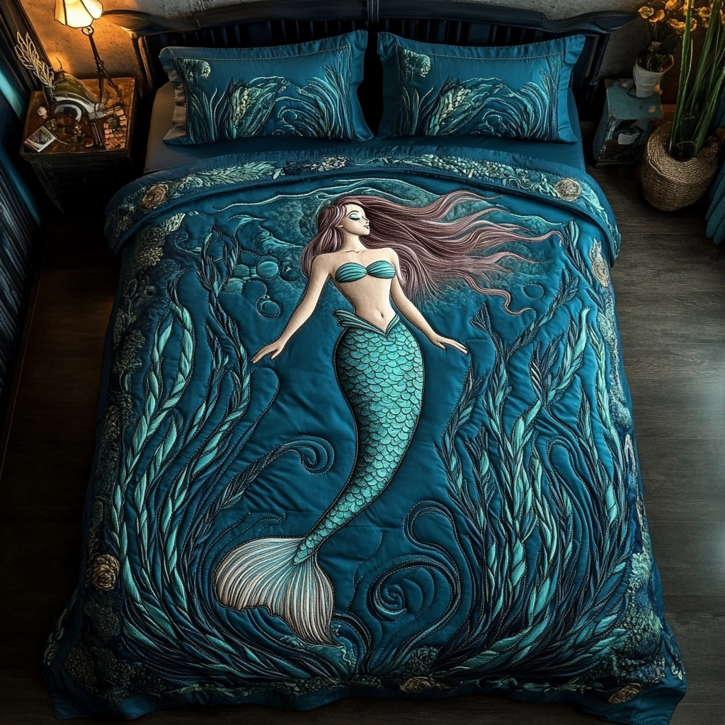 Mystic Mermaid Quilted Bedding Set Duvet Cover Bedspreads Best Gifts For Mermaid Lovers Mystic Mermaid Quilted Bedding Set Duvet Cover Bedspreads Best Gifts For Mermaid Lovers
