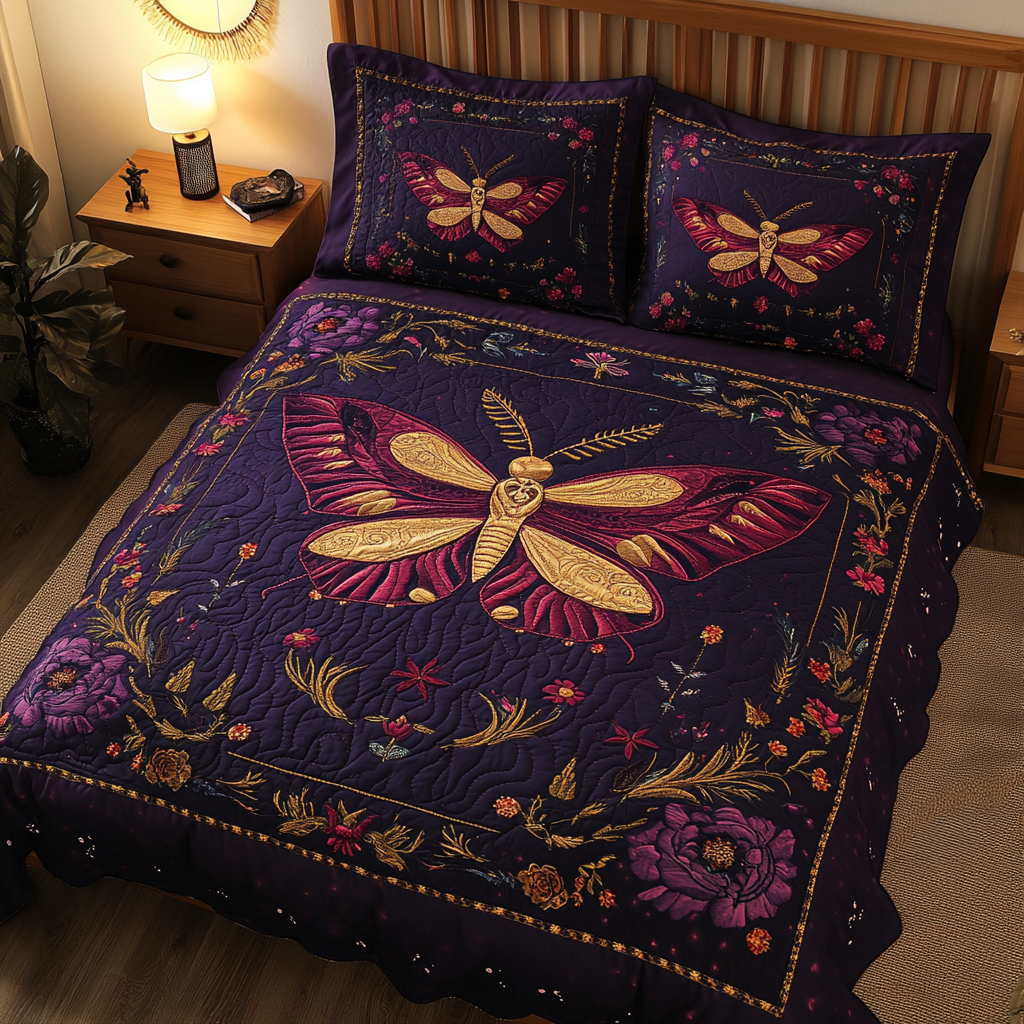Mystic Moth Quilted Bedding Set Duvet Cover Bedspreads Novelty Butterfly Gifts Mystic Moth Quilted Bedding Set Duvet Cover Bedspreads Novelty Butterfly Gifts