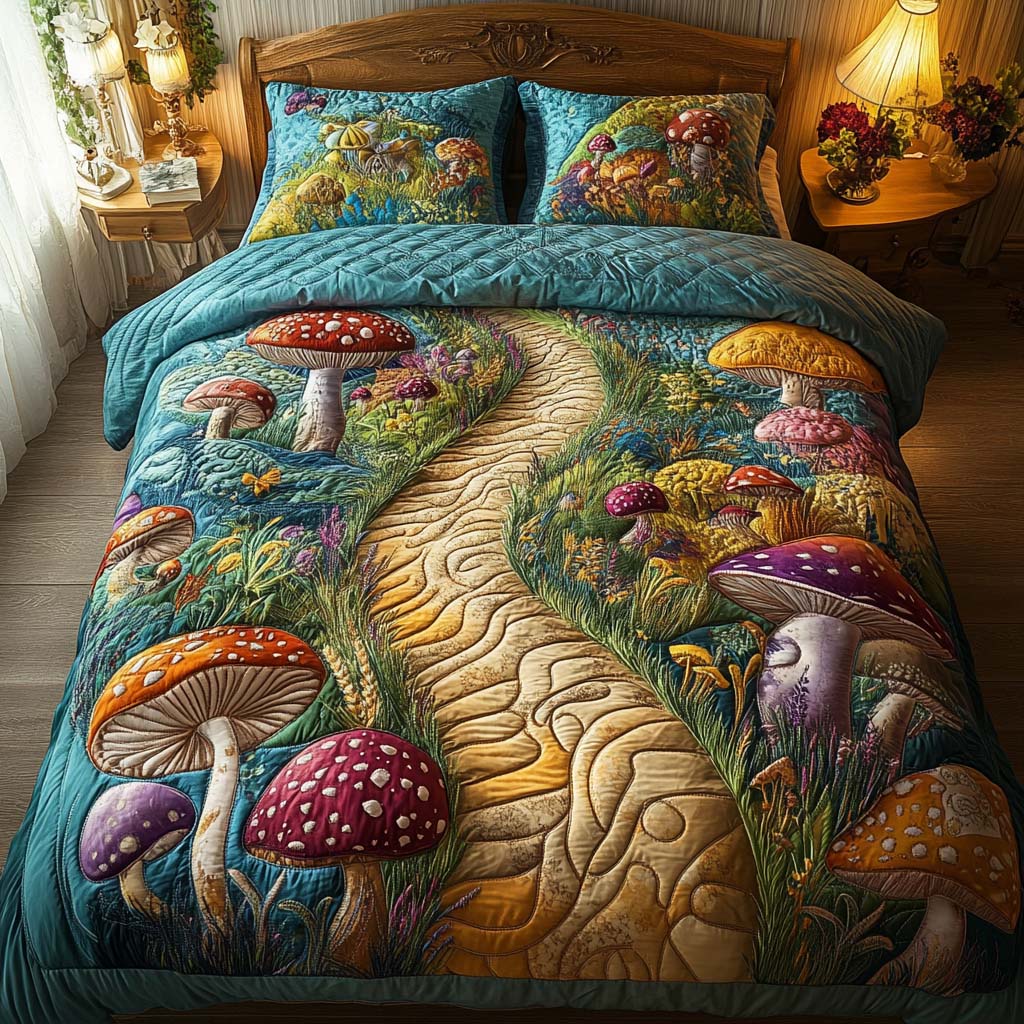 Mystic Mushrooms Quilted Bedding Set Duvet Cover Bed Sheet Set Cool Mushroom Gifts Mystic Mushrooms Quilted Bedding Set Duvet Cover Bed Sheet Set Cool Mushroom Gifts