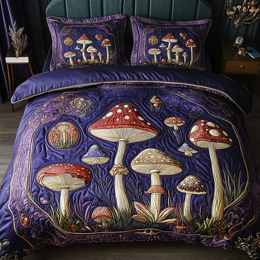 Mystic Mushrooms Quilted Bedding Set Duvet Cover Bedspreads Christmas Present For Inlaws Mystic Mushrooms Quilted Bedding Set Duvet Cover Bedspreads Christmas Present For Inlaws