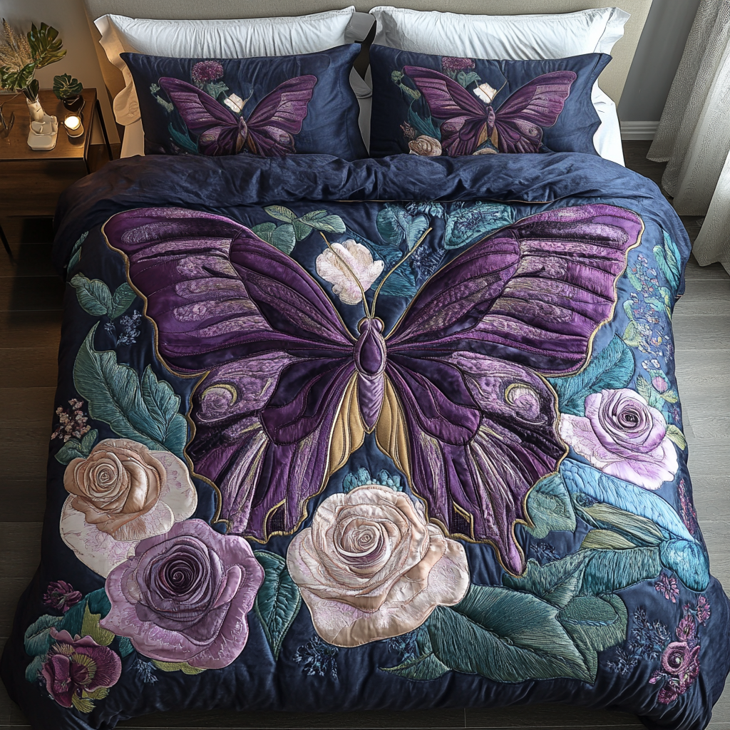 Mystic Petals Quilted Bedding Set Duvet Cover Bed Sheet Set Cute Butterfly Gifts Mystic Petals Quilted Bedding Set Duvet Cover Bed Sheet Set Cute Butterfly Gifts