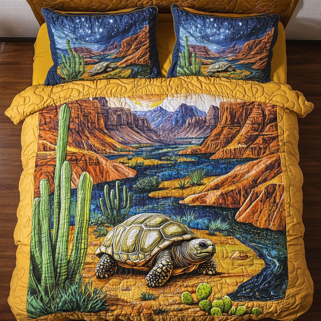 Mystic Tortoise Quilted Bedding Set Duvet Cover Bed Sheet Set Gifts For Cactus Lovers