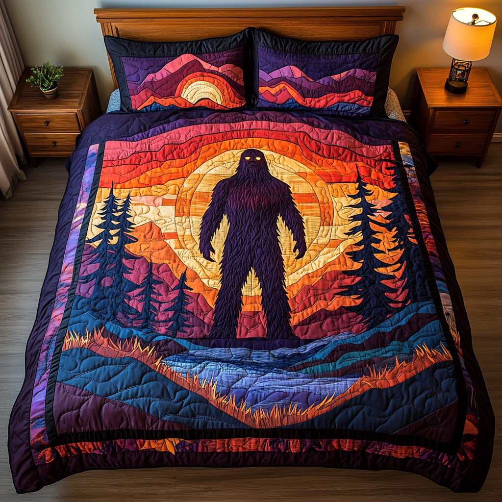 Mythic Stomp Quilted Bedding Set Duvet Cover Bed Sheet Set Unique Ralated Camping Gifts