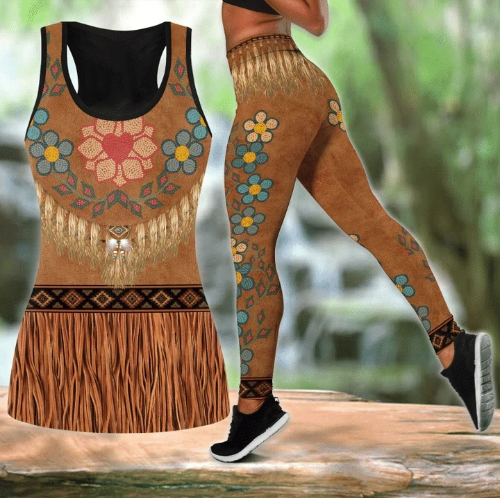 Native American Flowers Tank Top & Legging Combo Clothing For Womens Native American Flowers Tank Top & Legging Combo Clothing For Womens