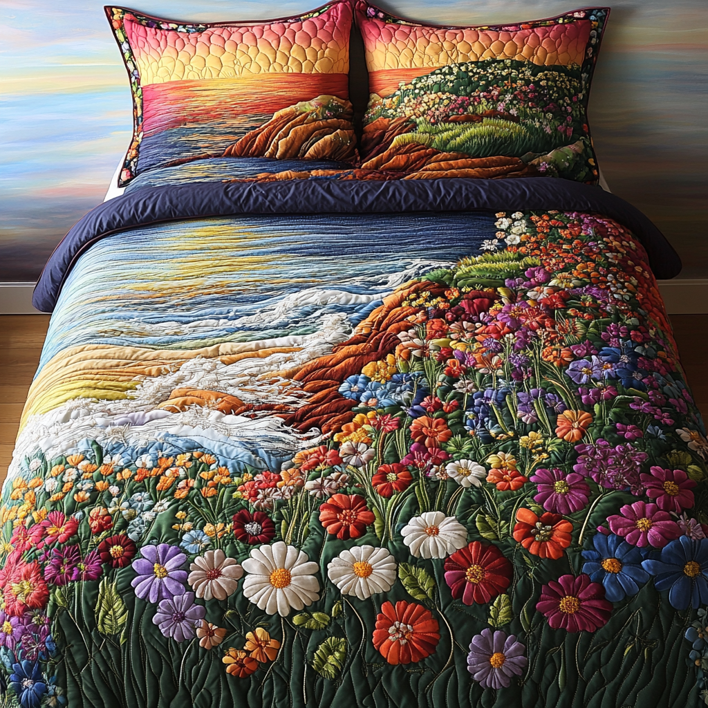 Nature Canvas Quilted Bedding Set Duvet Cover Bedspread Flower Gifts For Friends Nature Canvas Quilted Bedding Set Duvet Cover Bedspread Flower Gifts For Friends