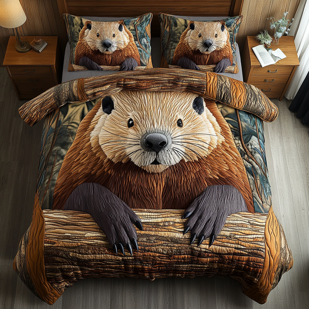 Nature Charm Quilted Bedding Set Duvet Cover Bedspread Hairy Beaver Gifts Nature Charm Quilted Bedding Set Duvet Cover Bedspread Hairy Beaver Gifts