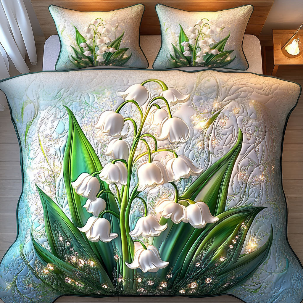 Nature Elegance Quilted Bedding Set Duvet Cover Bedspread Gifts For Lily Lovers