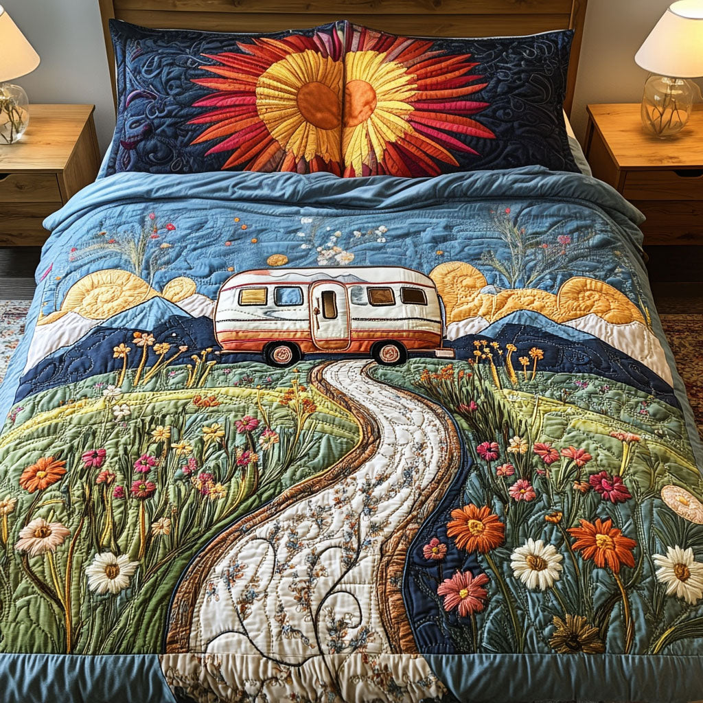 Nature Escape Quilted Bedding Set Duvet Cover Bedspread Camping Themed Gifts Nature Escape Quilted Bedding Set Duvet Cover Bedspread Camping Themed Gifts