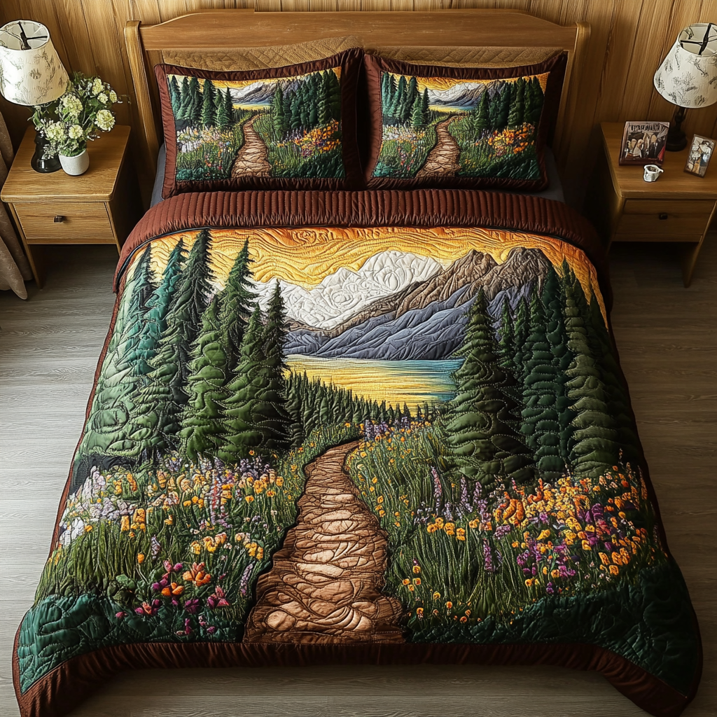 Nature Glow Quilted Bedding Set Duvet Cover Bed Sheet Set Forest Themed Gifts Nature Glow Quilted Bedding Set Duvet Cover Bed Sheet Set Forest Themed Gifts