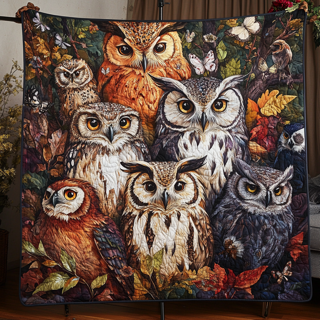 Nature Hoot Quilted Blanket Cute Colorful Blanket Unique Owl Gifts Nature Hoot Quilted Blanket Cute Colorful Blanket Unique Owl Gifts