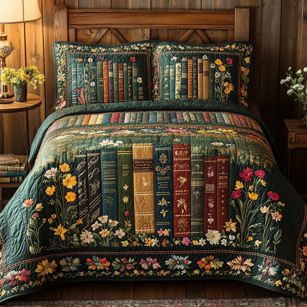 Nature Reads Quilted Bedding Set Duvet Cover Merch Best Book Related Gifts