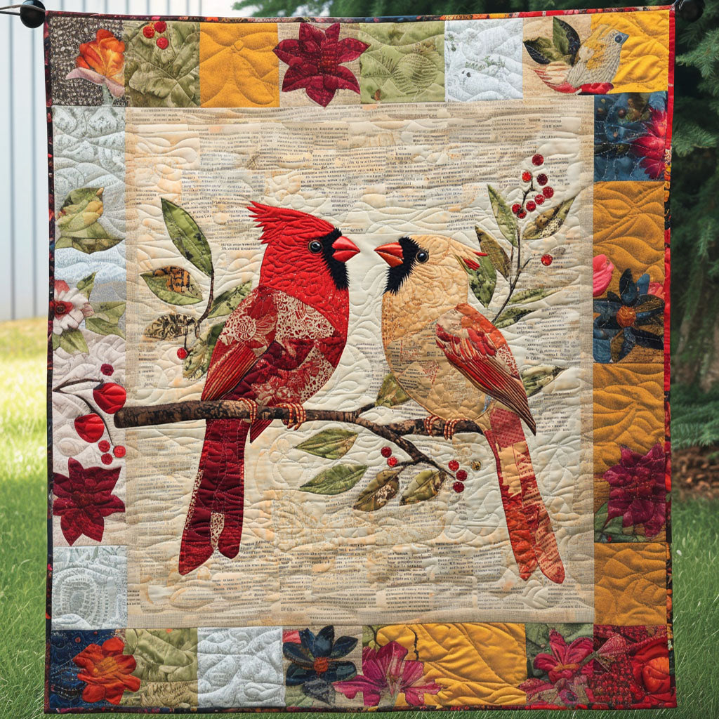 Nature Romance Quilted Blanket Cute Colorful Blanket Red Cardinal Memorial Gift Nature Romance Quilted Blanket Cute Colorful Blanket Red Cardinal Memorial Gift