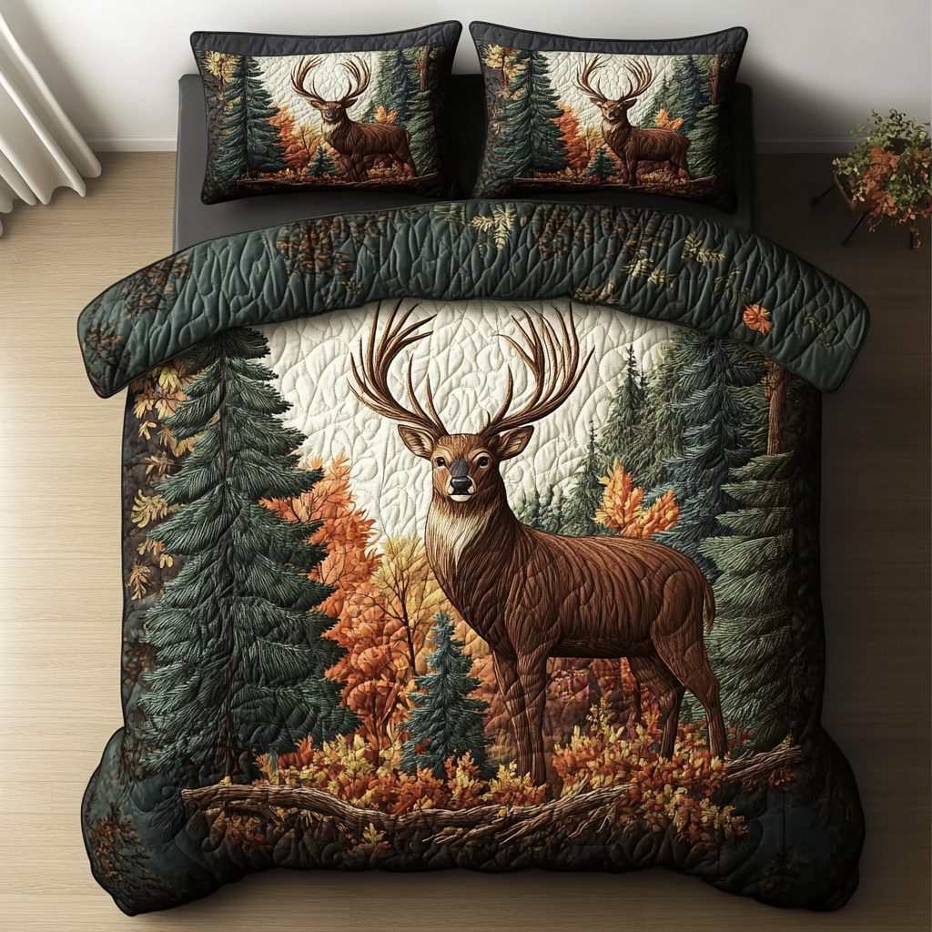 Nature Spirit Quilted Bedding Set Duvet Cover Bed Sheet Set Birthday Presents For Deer Lovers
